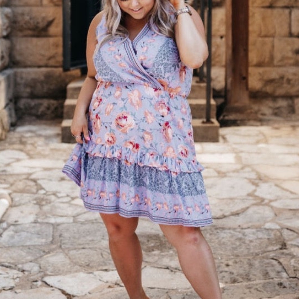 HEYSON Plus Size Boho Chic Lavender Short Dress - Picture 10 of 11
